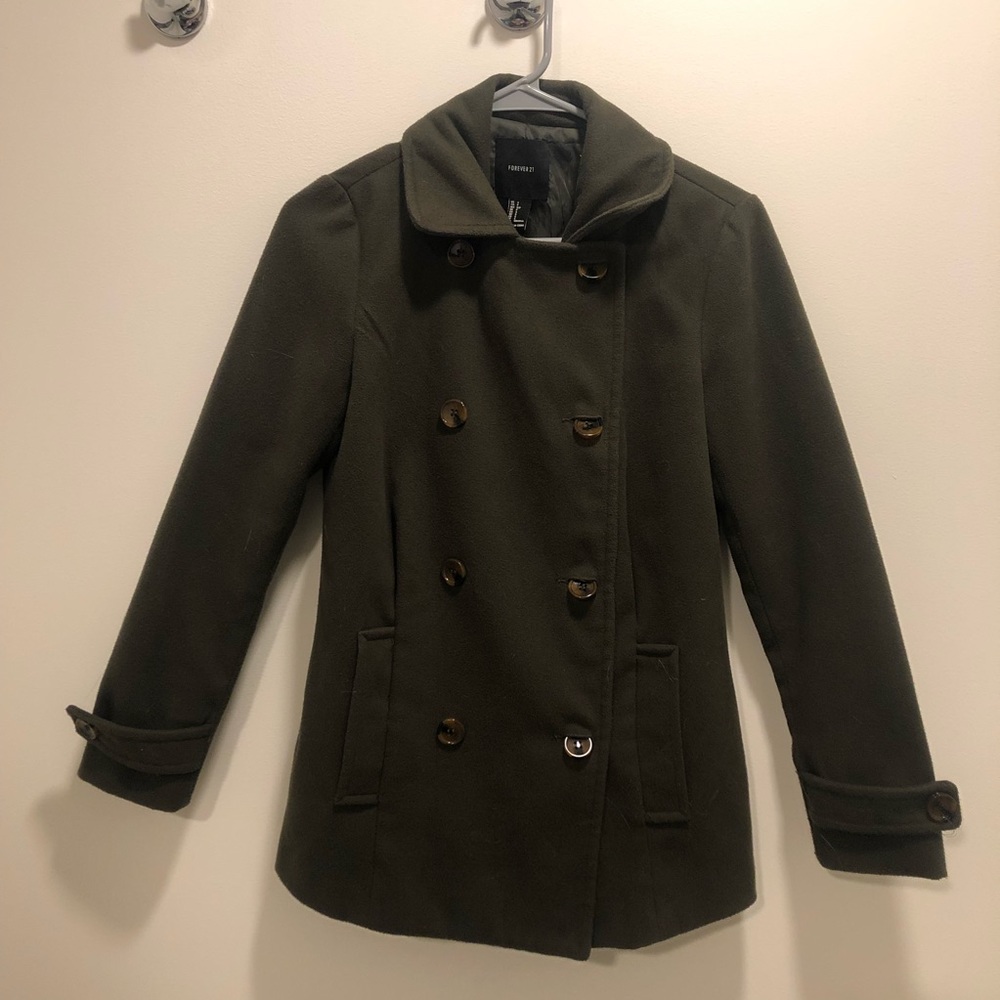 Army Green button up coat